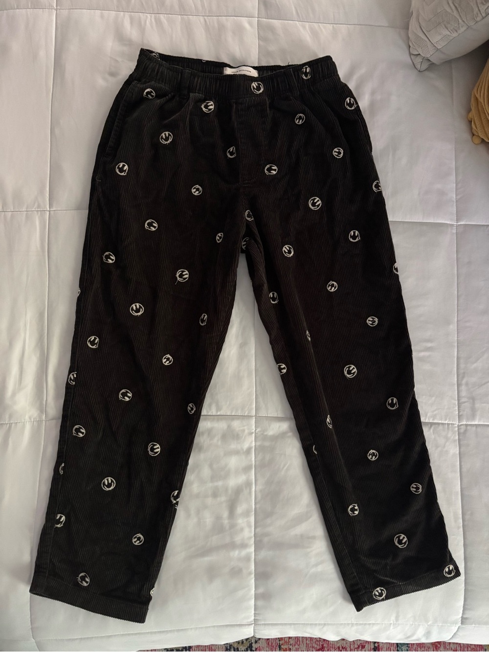 Urban Outfitters Corduroy Smiley Face Embroidered Gray Corduroy Pants Medium